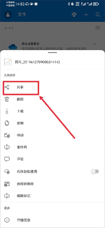 onedrive共享选项